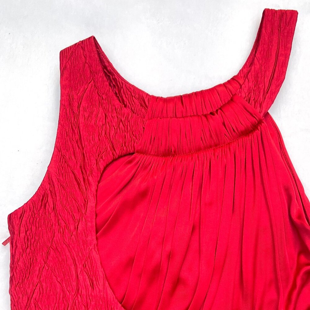 Auc Versace Red Sleeveless Textured Detail Mid-length Cocktail Dress IT 38 - Picture 16 of 17